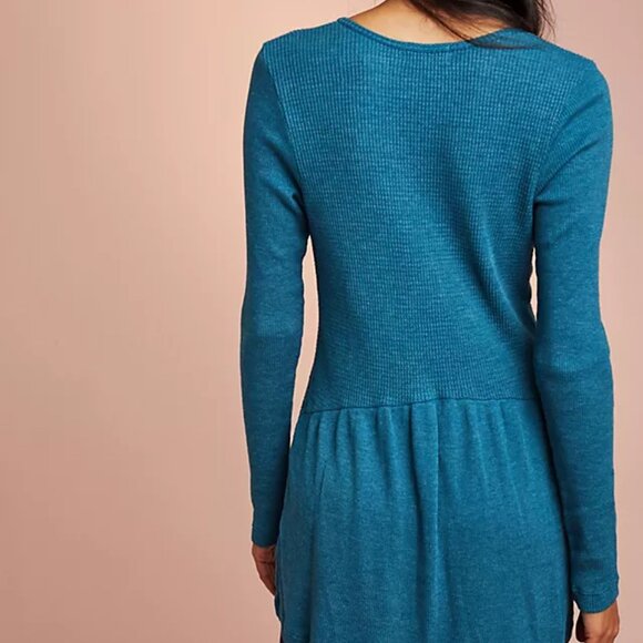 Anthropologie T.La Waffle Weave Primary Long Sleeve Tunic Top In Blue Size M EUC - Picture 3 of 15
